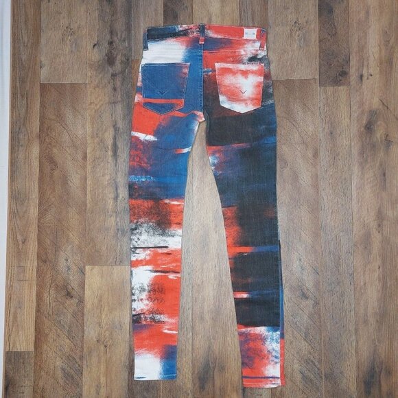 HUDSON Junior Women 24 “Nico” Mid-Rise Super Skinny Jegging Jeans Red White Blue - Picture 11 of 16